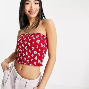 Hollister - Red Floral Reversible Tube Top